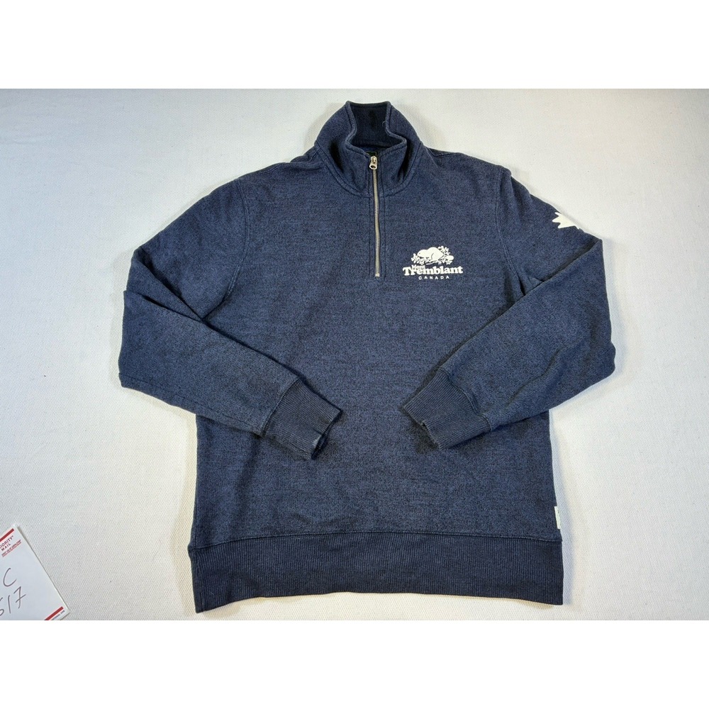 Roots Mont Tremblant Sweatshirt Mens‎ Large Blue Quarter Zip Pullover Canada L
